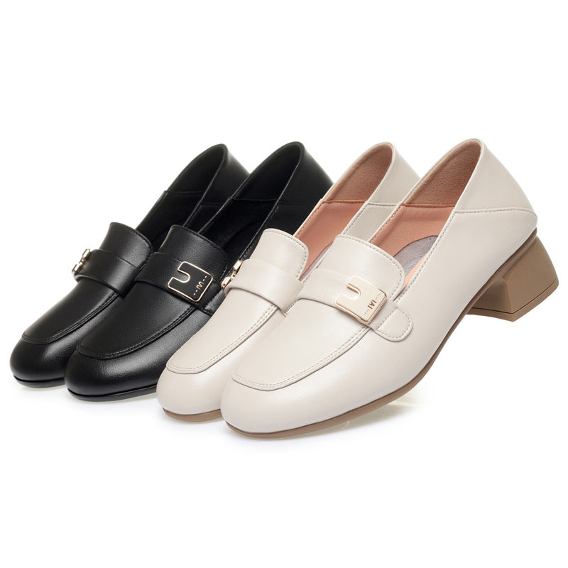 Damen Elegante Mokassins mit modischem Dekorelement und komfortablem Blockabsatz EB