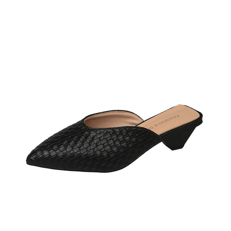 Damen elegante Mules mit modernem Wabenmuster und komfortablem Blockabsatz EB