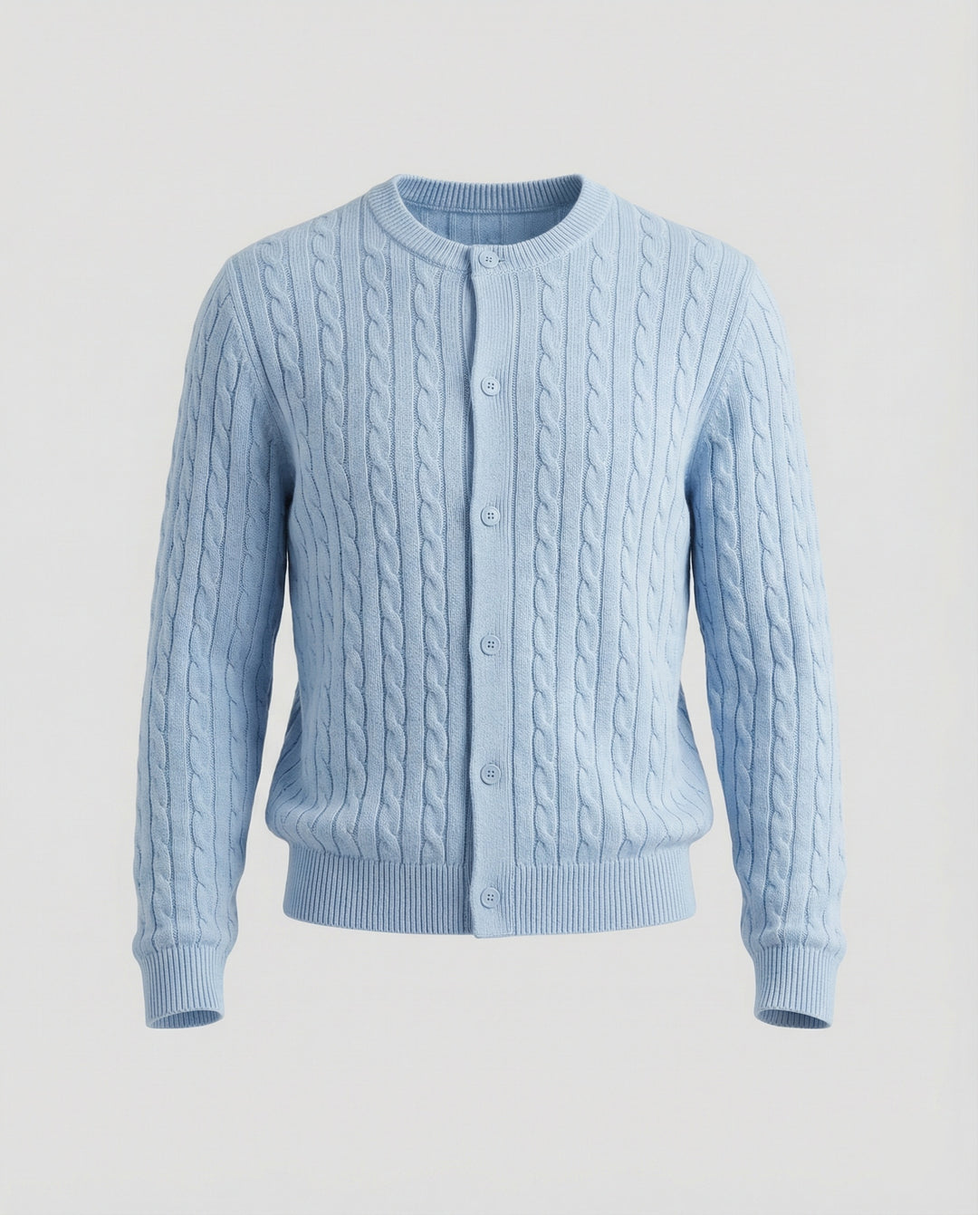 Damen kurzes Zopfmuster-Cardigan mit Rundhalsausschnitt und minimalistischer Knopfleiste EB