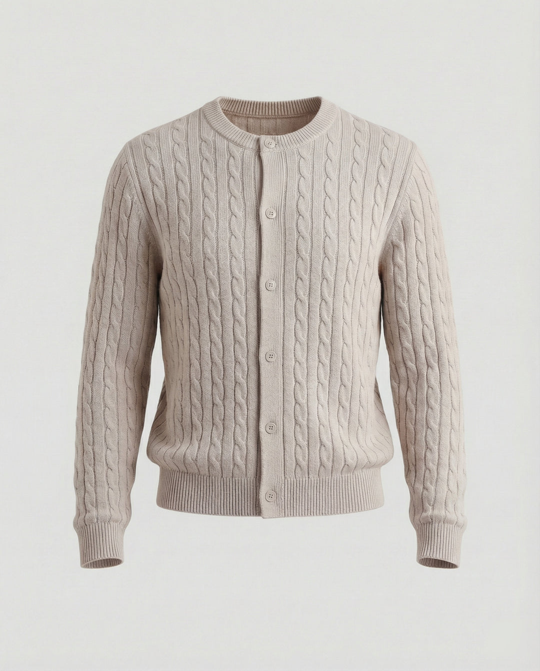 Damen kurzes Zopfmuster-Cardigan mit Rundhalsausschnitt und minimalistischer Knopfleiste EB