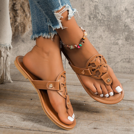Damen elegante Zehentrenner-Sandalen mit modischen Stanzdetails EB
