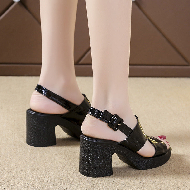 Damen modische Sling-Sandalen mit elegantem Blockabsatz und stilvollem Obermaterial EB