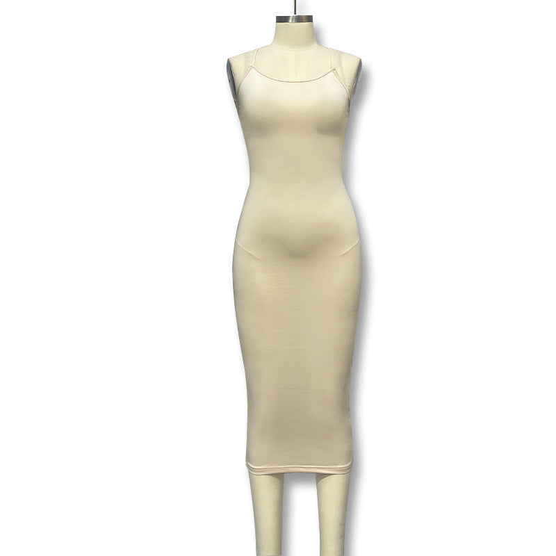 Damen Figurumspielendes Maxikleid mit Spaghettiträgern und elegantem Schnitt EB