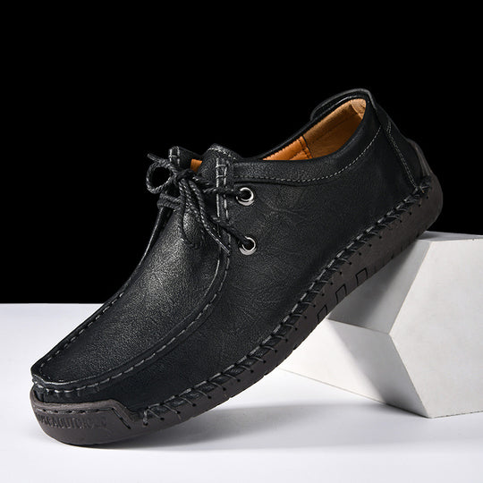 Herren Schnürschuhe im Mokassin-Stil mit rutschfester Sohle und handgenähter Verarbeitung EB