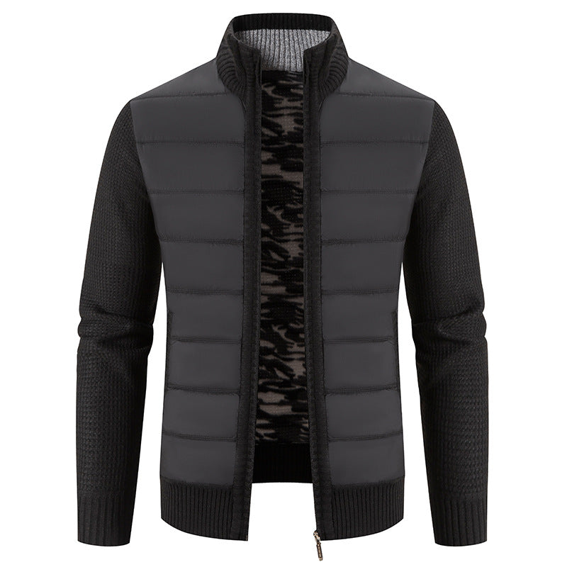 Herren nan Hybrid-Strick-Steppjacke mit wattierter Front, ergonomischen Strickärmeln und hohem Stehkragen EB