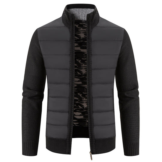 Herren nan Hybrid-Strick-Steppjacke mit wattierter Front, ergonomischen Strickärmeln und hohem Stehkragen EB