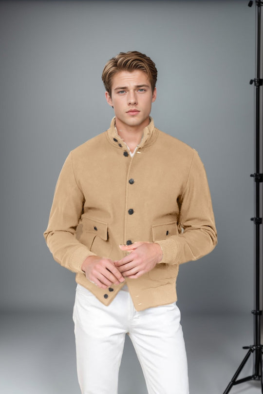 Herren lässige und strukturierte Baumwolljacke mit praktischen Taschen EB