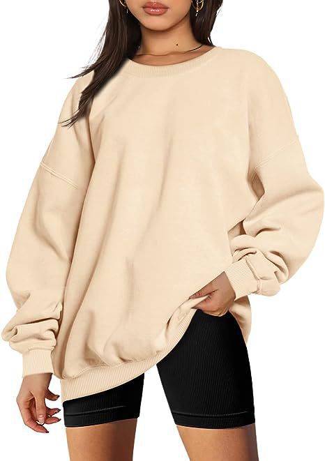 Damen nan Oversize-Sweater mit tiefem Schulterfall und gerippten Bündchen EB