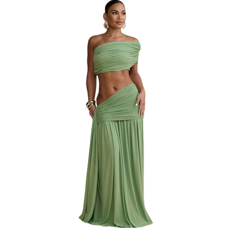 Damen Wickelrock mit bandeau Top und raffiniertem Design EB