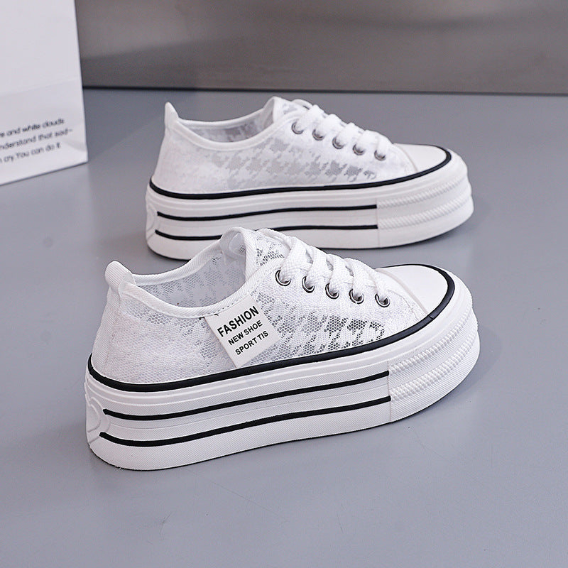 Damen Sneakers mit hohem Plateau und atmungsaktiver Oberseite EB