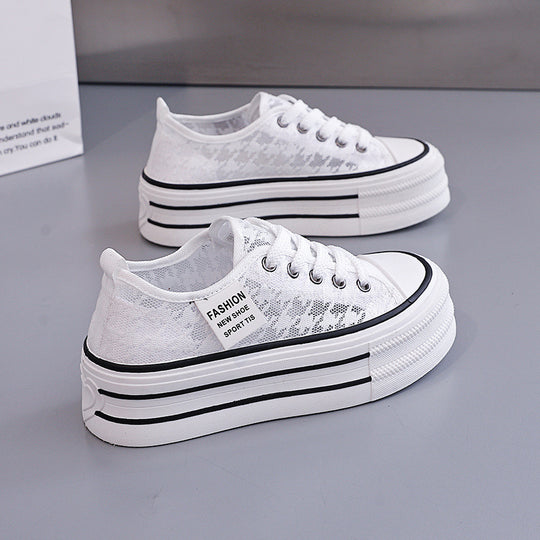Damen Sneakers mit hohem Plateau und atmungsaktiver Oberseite EB