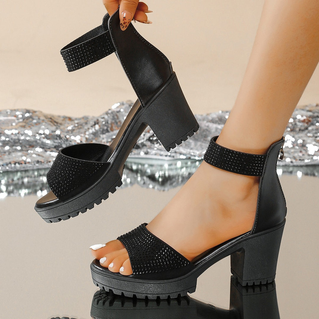Damen Glamouröse Blockabsatzsandalen EB