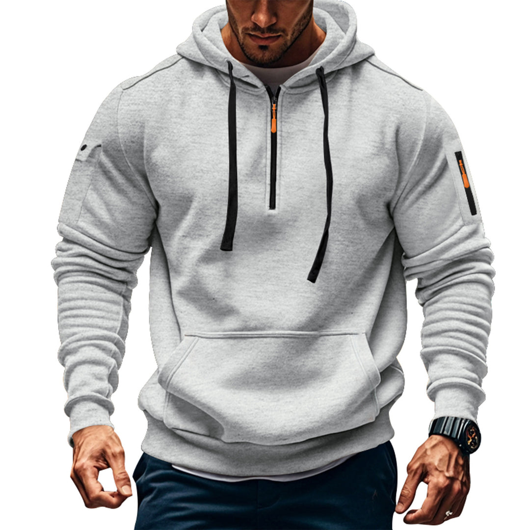 Herren Funktions-Hoodie mit halbem Reißverschluss und praktischen Taschen EB