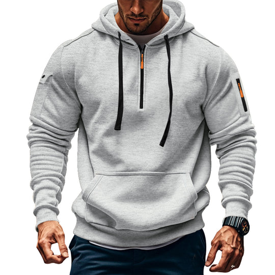Herren Funktions-Hoodie mit halbem Reißverschluss und praktischen Taschen EB