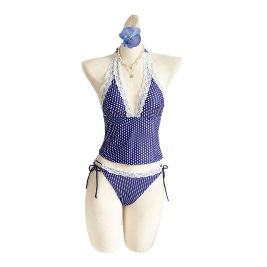 Damen Halter-Kini-Set mit Spitzenakzenten EB