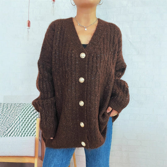 Damen Strickjacke mit luxuriöser Struktur und eleganten Knopfdetails EB