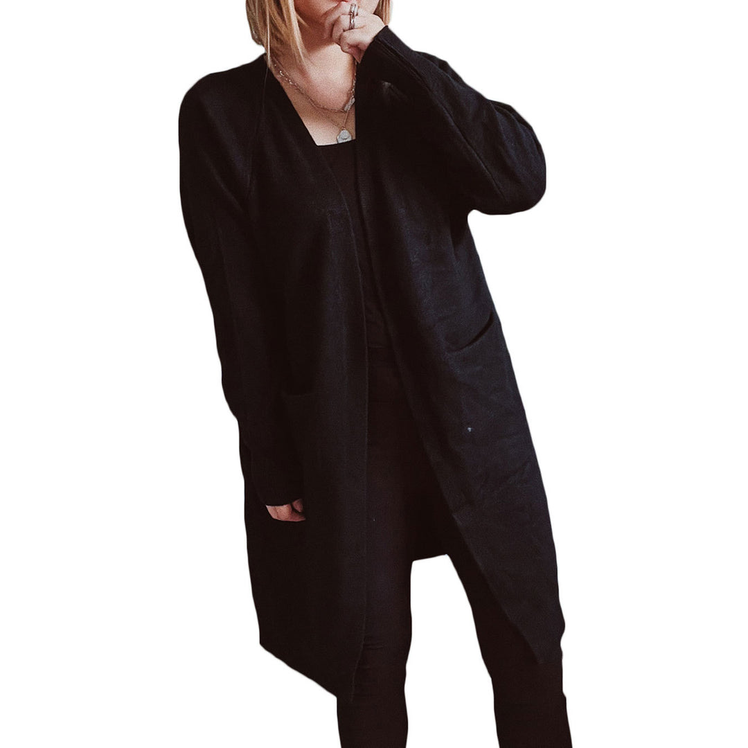 Damen lässiger Strickcardigan mit offenen Fronten und praktischen Taschen EB