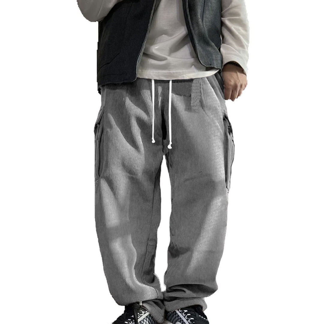 Herren Weite Cord-Cargo-Hose mit Tunnelzug, Elastikbund & Multifunktionstaschen EB