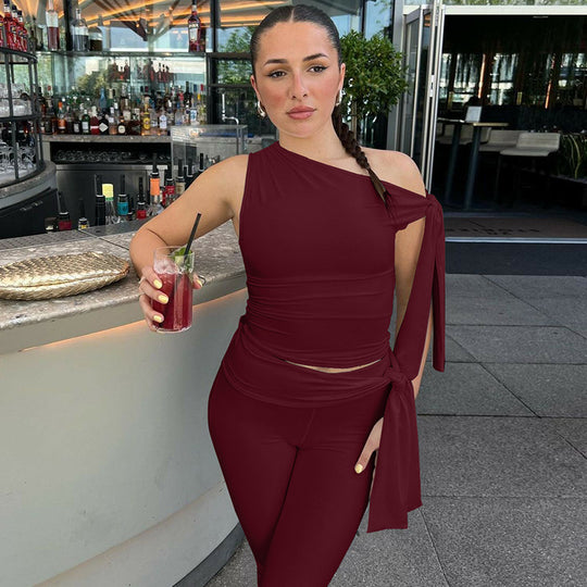 Damen Einseitiger Jumpsuit mit exklusiven Drapierungen EB