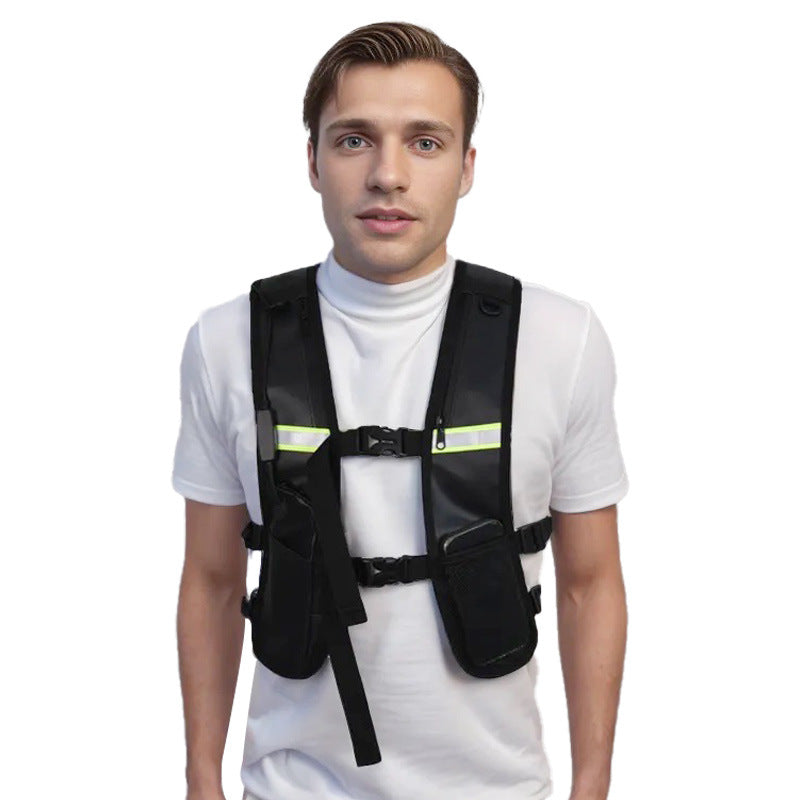 Unisex nan belüftete Kühlweste mit integrierten Rückenturbinen, verstellbaren Gurten und reflektierendem Einsatz R&B