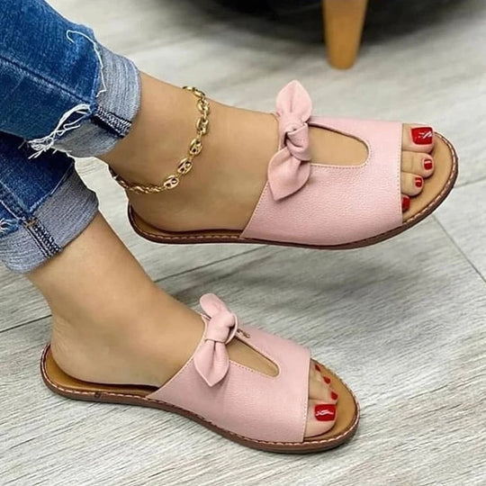 Damen offene Pantolette mit dekorativem Schleifendetail EB