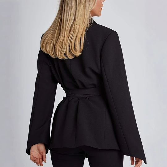 Damen eleganter Blazer mit tailliertem Schnitt und praktischem Gürtel EB