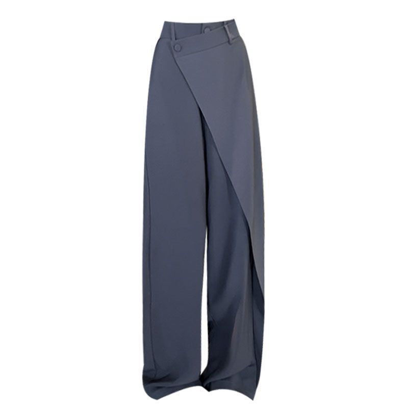 Damen elegante weit geschnittene Palazzo-Hose mit asymmetrischen Schnittdetails EB