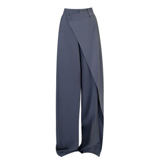 Damen elegante weit geschnittene Palazzo-Hose mit asymmetrischen Schnittdetails EB