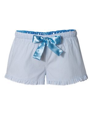 Damen Schlafshorts mit verspieltem Rüschensaum und Satinbindung EB