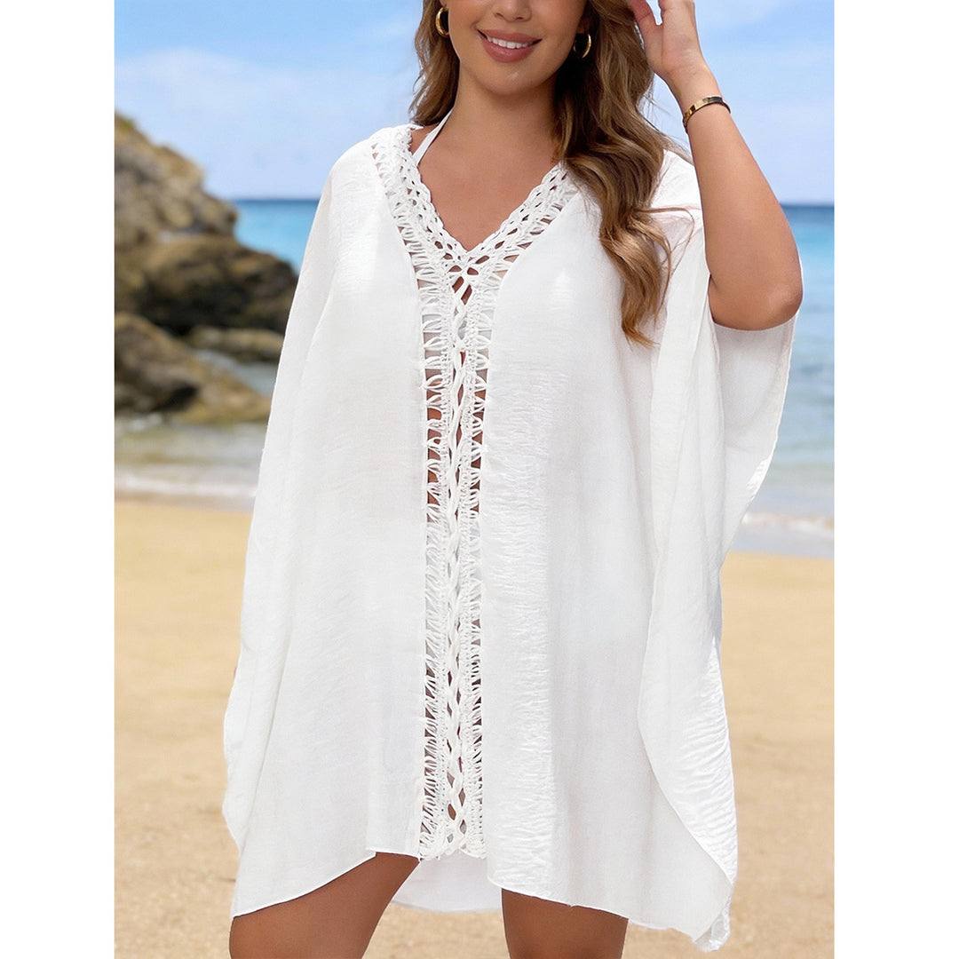 Damen luftiger Strandüberwurf mit Lochstickerei und elegantem Design EB