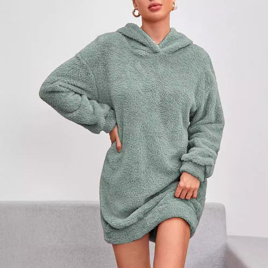 Damen Kuscheliger Oversize-Hoodiekleid aus weichem Fleece EB