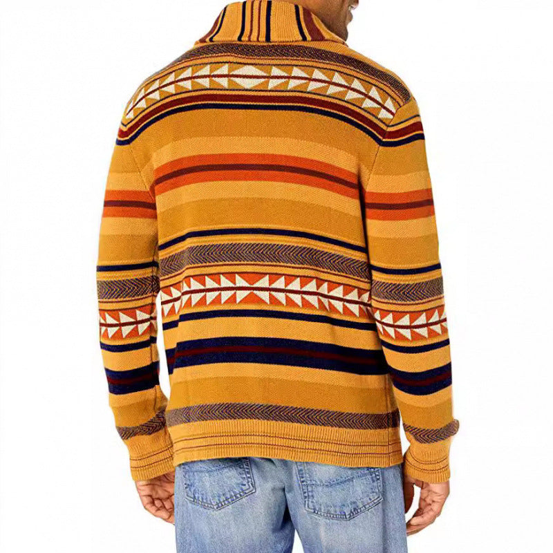 Herren Strickjacke mit geometrischem Muster und praktischen Taschen EB