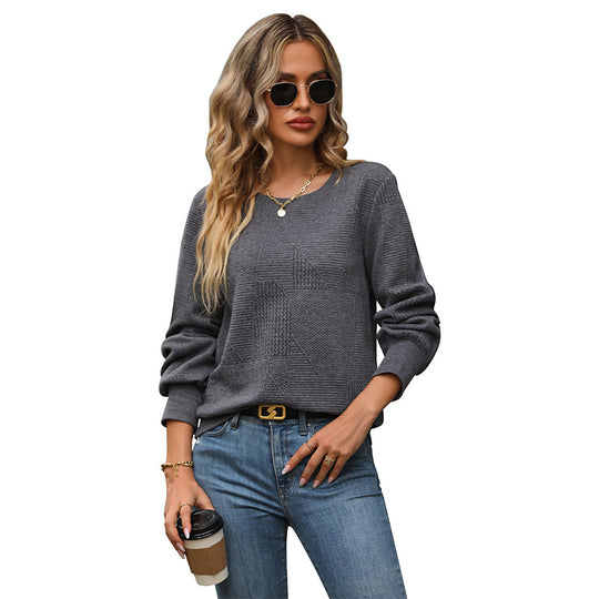 Damen modischer Sweatpullover mit strukturiertem Design und lässigem Schnitt EB