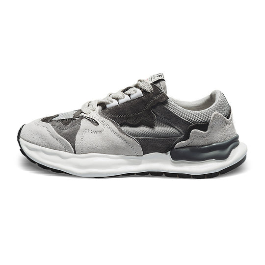Herren retro-inspirierte Komfort-Sneaker mit Wildleder- und Mesh-Mix, gedämpfter Wellenlaufsohle und gepolstertem Knöchelkragen EB