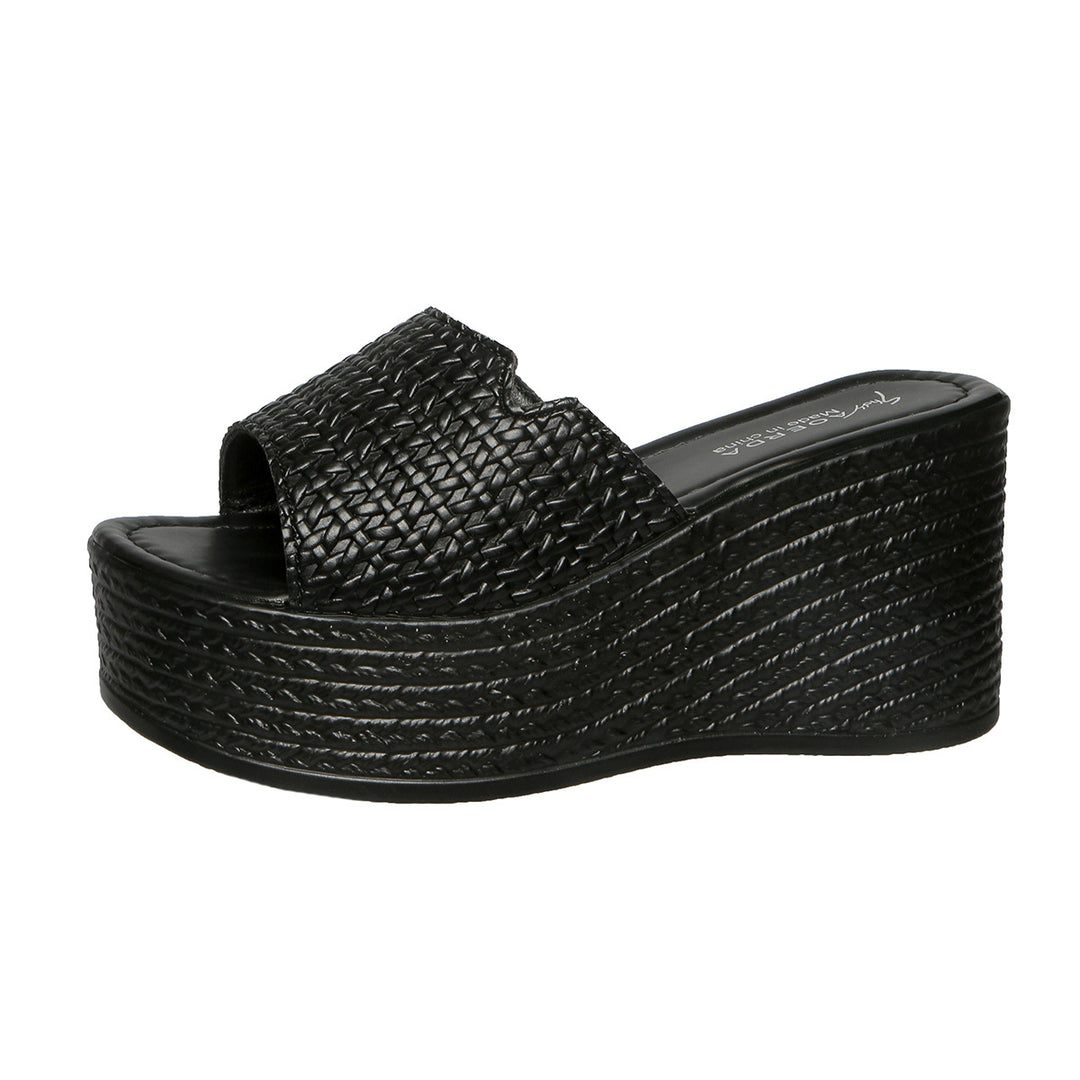 Damen Wedge-Pantoletten mit geflochtenem Obermaterial und rutschfester Sohle EB