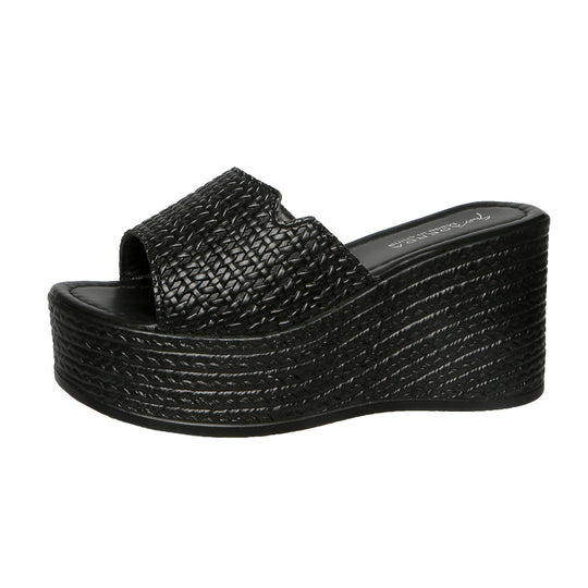 Damen Wedge-Pantoletten mit geflochtenem Obermaterial und rutschfester Sohle EB
