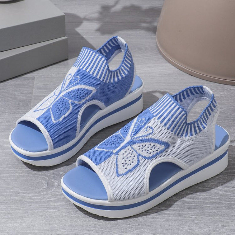Damen bequeme Freizeit-Sandalen mit atmungsaktivem Netzdesign und floralem Akzent EB