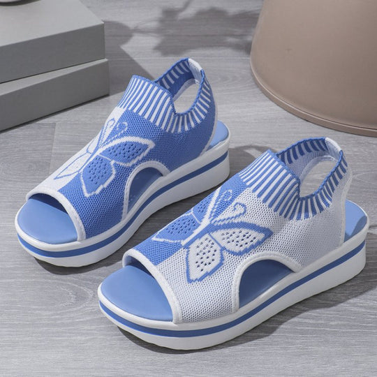 Damen bequeme Freizeit-Sandalen mit atmungsaktivem Netzdesign und floralem Akzent EB