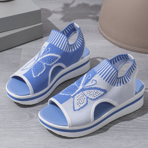 Damen bequeme Freizeit-Sandalen mit atmungsaktivem Netzdesign und floralem Akzent EB