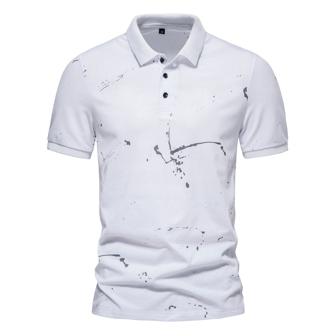 Herren Poloshirt mit kreativen Spritzdruck und hochwertiger Baumwolle EB
