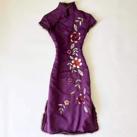 Damen Elegant besticktes Chiffon-Kleid EB
