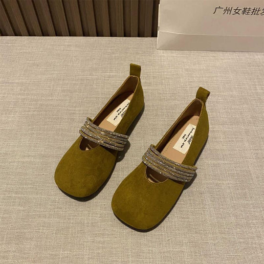 Damen elegante Ballerinas mit verzierten Riemchen EB