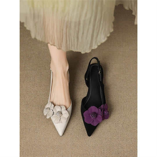 Damen Slingback Ballerinas mit floralem Dekor EB