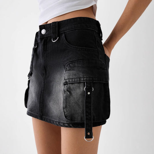 Damen Denim-Cargo-Rock mit praktischen Taschen und lässigem Schnitt EB