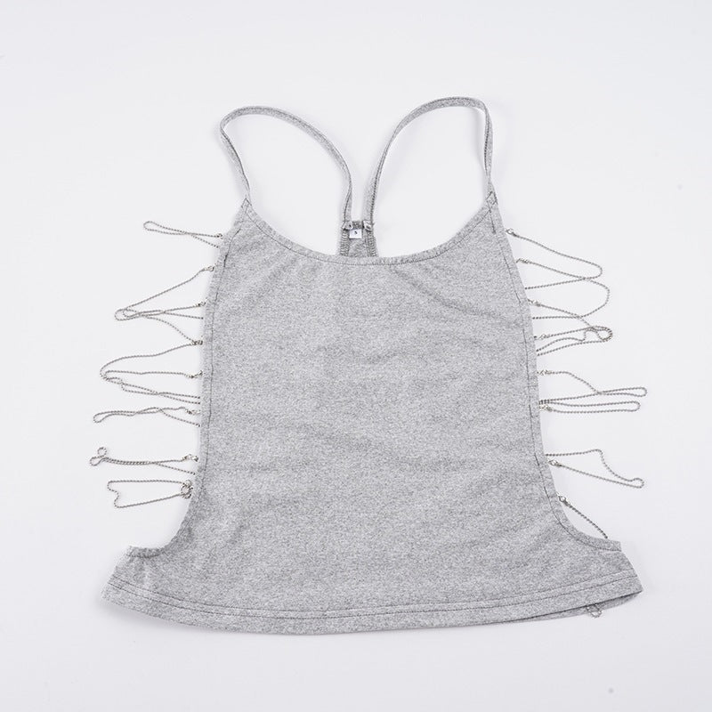 Damen lässiges Sporttop mit verstellbaren Trägern und dekorativem Detail EB