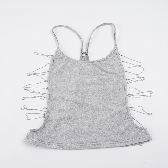 Damen lässiges Sporttop mit verstellbaren Trägern und dekorativem Detail EB
