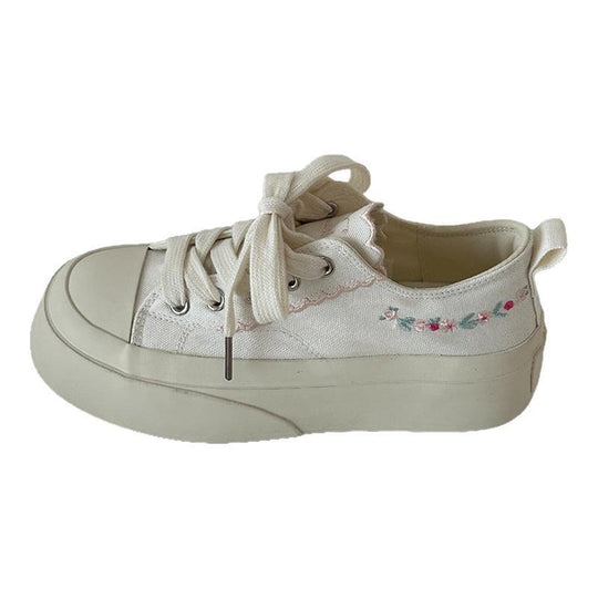Damen Plateau-Sneaker mit floralen Applikationen und strapazierfähigem Obermaterial EB