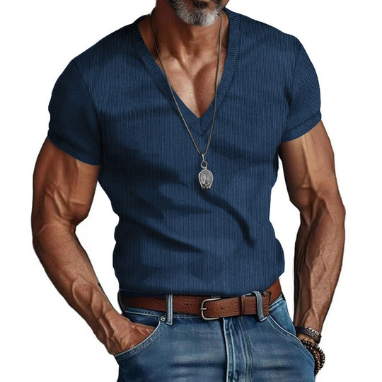 Herren Kurzarm V-Ausschnitt T-Shirt EB