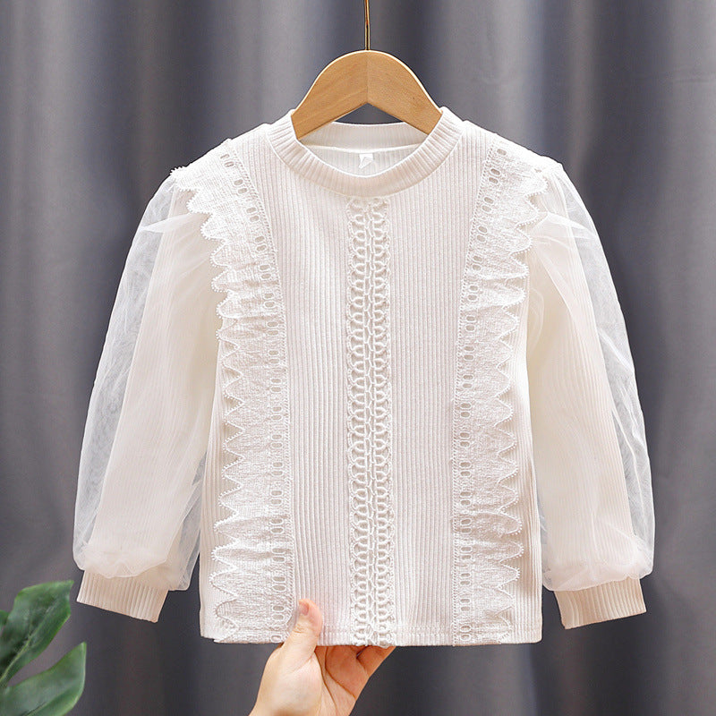 Damen Sweatshirt mit Tüllärmeln und Rüschendetails EB