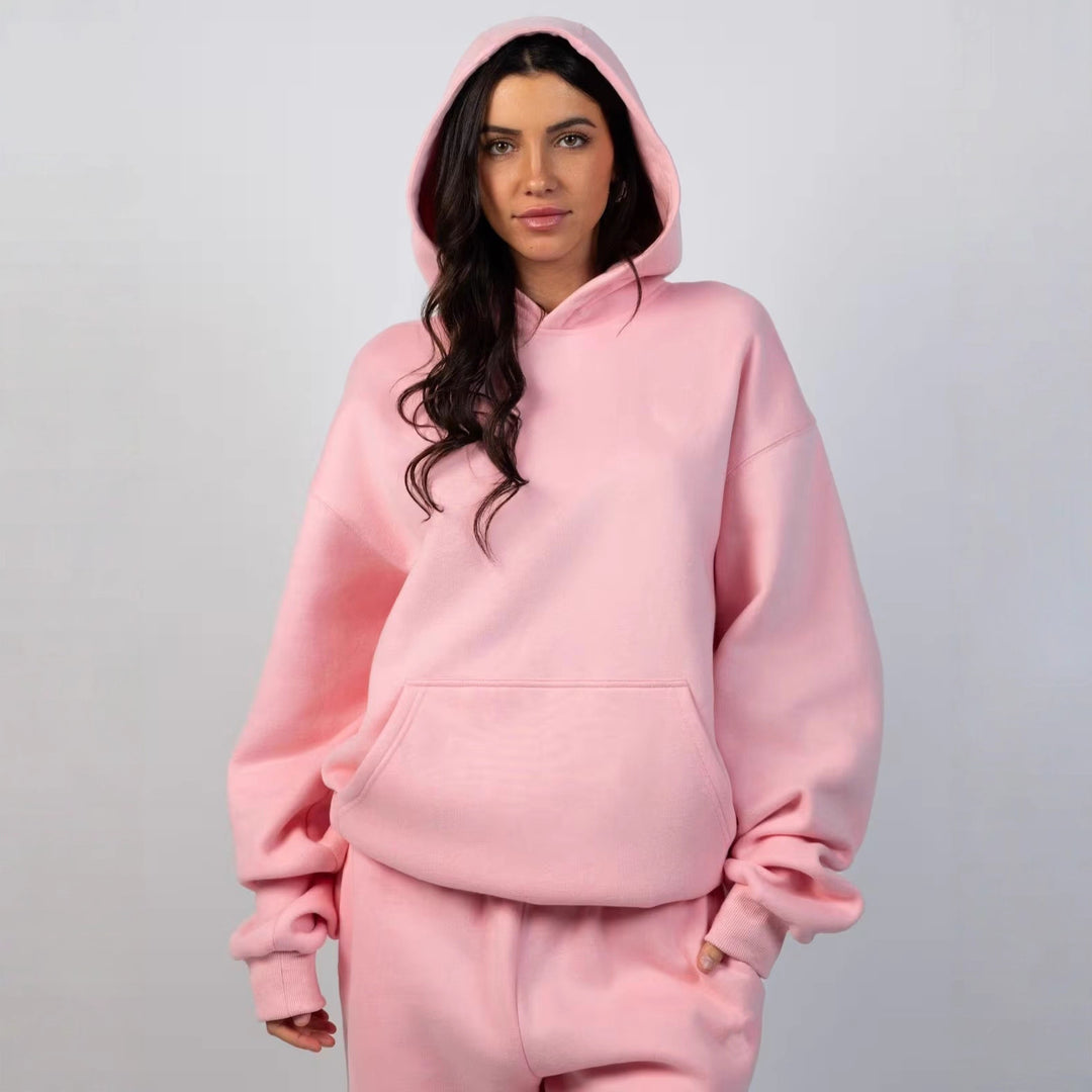 Damen lässiger Kapuzenpullover mit weitem Schnitt und Kängurutasche EB